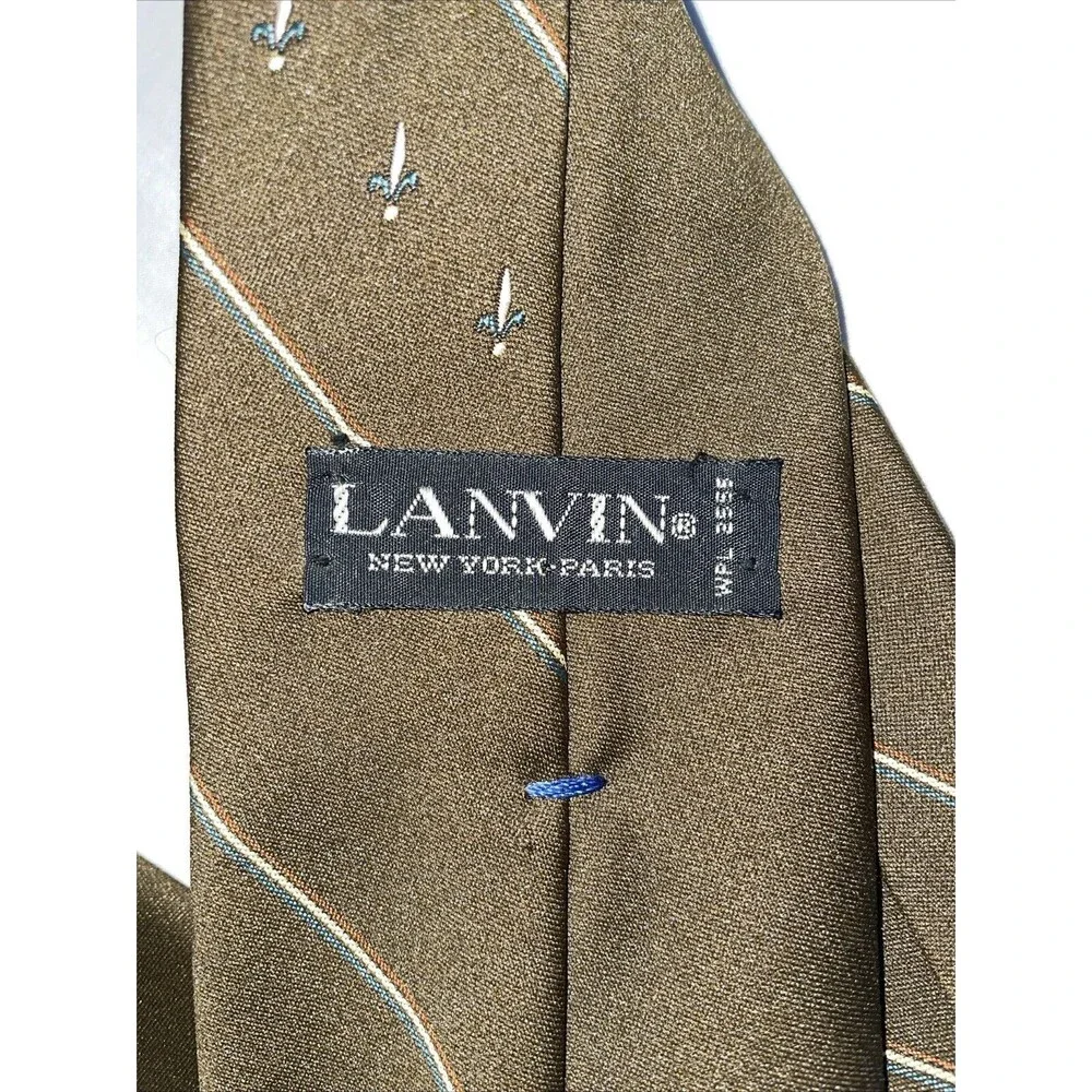 Lanvin Men’s Dress Tie Size 54” Brown 100% Silk Formal Business City